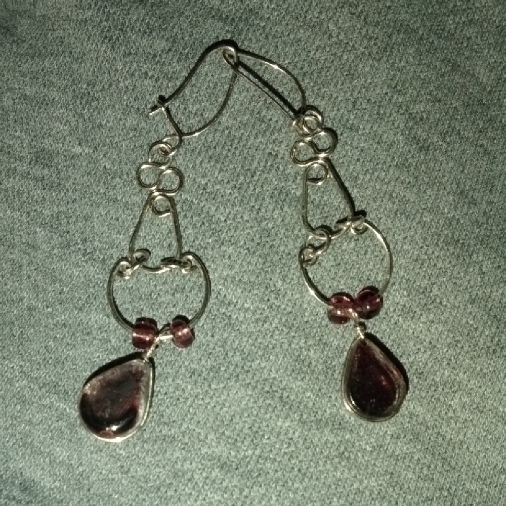 Elegant Silver and Purple Drop Earrings